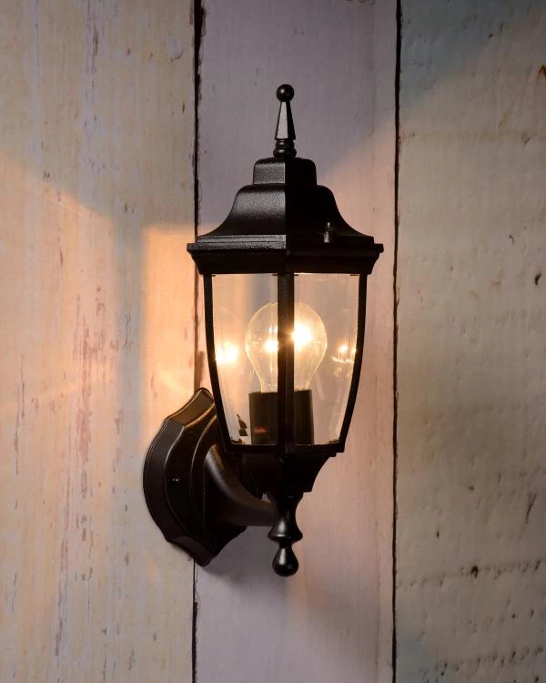 Lucide TIRENO - Wandlamp Buiten - 1xE27 - IP44 - Zwart - sfeer 1